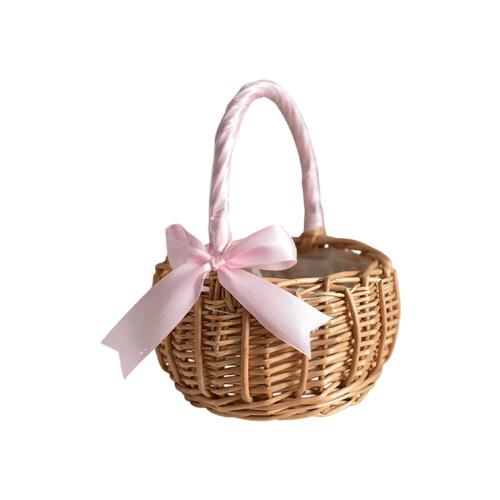 Wicker Rattan Flower Basket Hand Woven 1 Piece 1