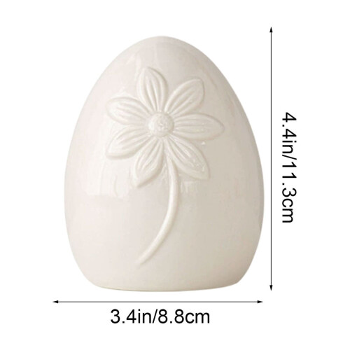 Karymi Easter Ceramic Egg Ornament Pink White 4.3x3.6 in 2