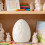 Karymi Easter Ceramic Egg Ornament Pink White 4.3x3.6 in 4