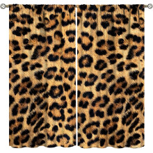 Leopard Print Curtains Brown Rod Pocket 2 Panels 52x84 inch
