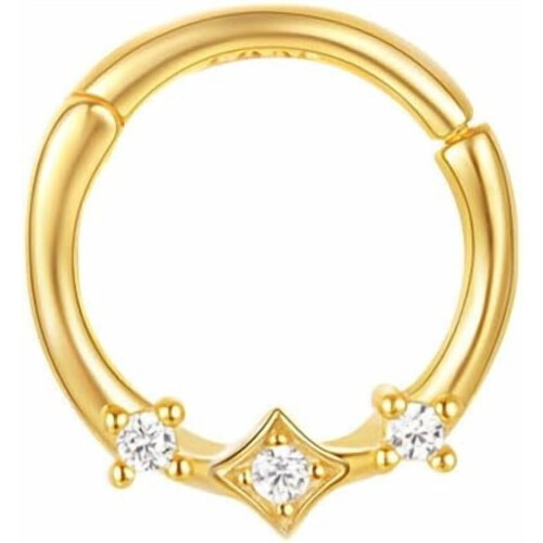 CZ Nose Hoop Ring 20G Hinged Clicker Segment