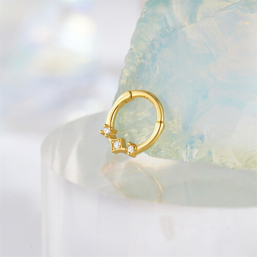 CZ Nose Hoop Ring 20G Hinged Clicker Segment 2