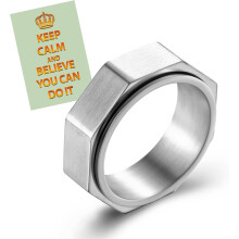 Silver Hexagon Spinner Ring for Men 8MM