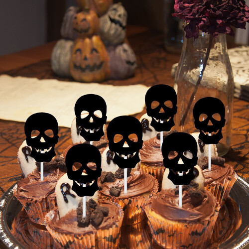 Halloween Cupcake Toppers Spider Skull Bat Ghost 12 Pcs 2