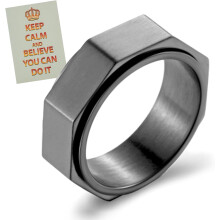Silver Hexagon Spinner Ring for Men 8mm