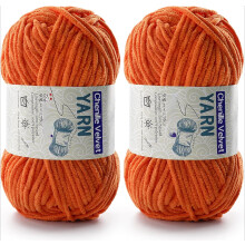 2 Pac Chenille Yarn for Crocheting - 50g per Roll, 60m