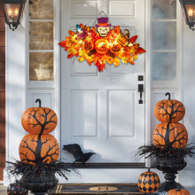 Halloween Wreath Ghost Pumpkin Autumn Thanksgiving Decor
