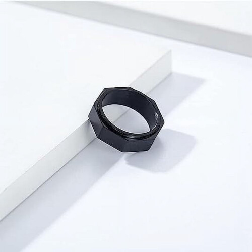 Silver Hexagon Spinner Ring for Men 8mm 2