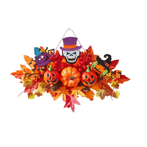 Halloween Wreath Ghost Pumpkin Autumn Thanksgiving Decor 1