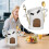 Ceramic Fondue Set with Melting Cup Fork and Candle Heater 2