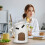 Ceramic Fondue Set with Melting Cup Fork and Candle Heater 4