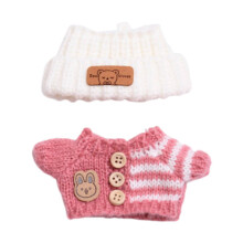Doll Sweater and Hat Set Red Top White Hat for 15-17cm Dolls