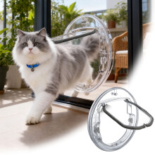 Cat Flip Door with Round Transparent Opening Two-Way Lid