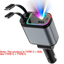 4-in-1 Retractable Car Charger with Star Projector Night