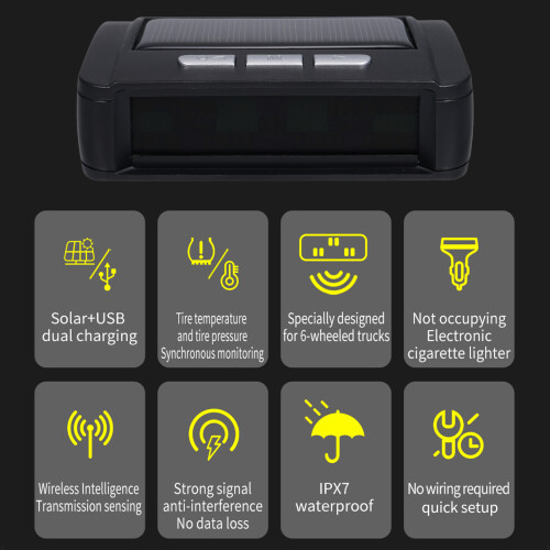 Wireless Solar TPMS with 6 External Sensors for RV Trailer 2