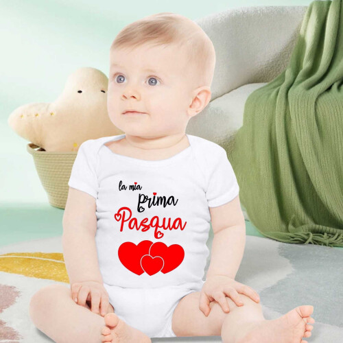 Baby Romper Short Sleeve Letter Print White 3-6 Months 1