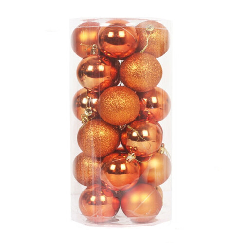 Christmas Ball Set Orange Shatterproof 24 Pieces 1