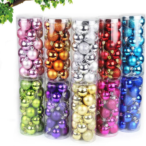Christmas Ball Set Orange Shatterproof 24 Pieces 2