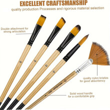 Paint Brushes 64Pcs/Set 7 Style Nylon Paintbrush with Wooden Handle Thick Non-Shedding Paint Brush Set for Kids
