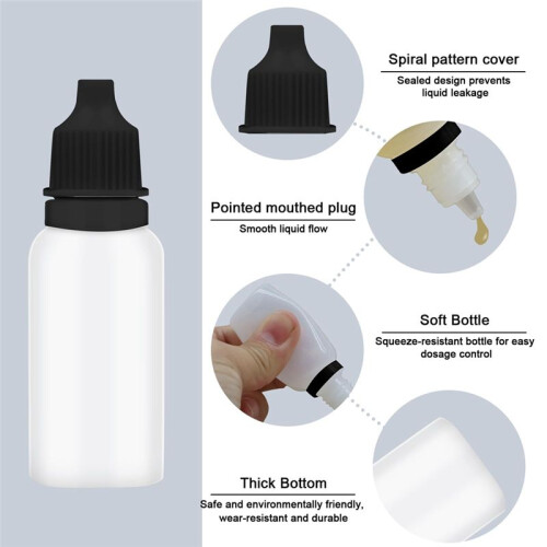 50Pcs Small Empty Squeeze Dropper Bottles Plastic Thin Tip Dropper Bottles 15ML Portable Squeezable Liquid Dropper Black 1