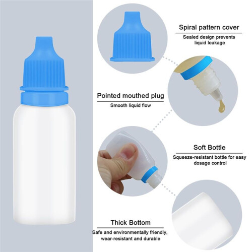 50Pcs Small Empty Squeeze Dropper Bottles Plastic Thin Tip Dropper Bottles 15ML Portable Squeezable Liquid Dropper 2