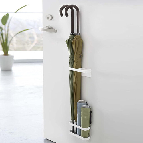 Magnetic Wall-Mounted Umbrella Stand White Adjustable Height 1