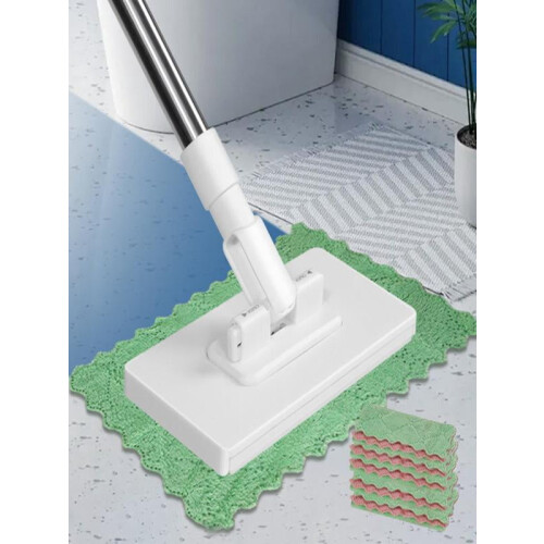 Disposable Dust Mop with 4 Reusable Cloths Flat Mop