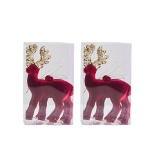 Christmas Ball Ornament with Reindeer Santa Hat Wine Red