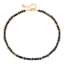 Black Onyx Beaded Necklace for Men Adjustable Choker