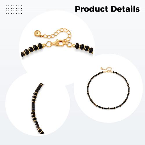 Black Onyx Beaded Necklace for Men Adjustable Choker 2