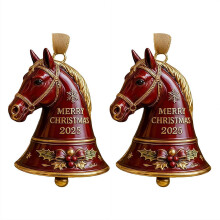 Handmade Horse Bell Ornament Resin 3D Red Horse 2 pcs