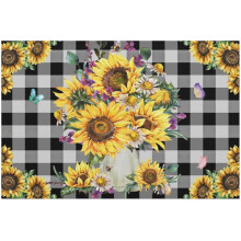Linen Sunflower Placemats 12x18 inch 4 pcs