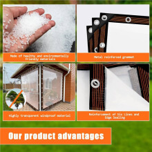 3sets 6,6x13 FT Transparante Waterdichte Zeilen Zware Buiten Tuin Regenbestendige Afdekking, Transparant Vinyl Zeildoek met Ringen