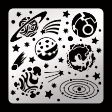 Planet Pattern Metal Stencil Stainless Steel 6.14 Inch