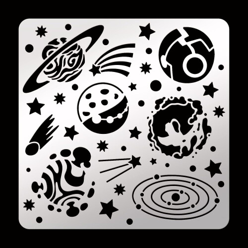 Planet Pattern Metal Stencil Stainless Steel 6.14 Inch