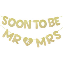 Gold Glitter Mr & Mrs Banner Pre-Strung for Wedding Events