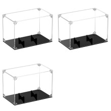 3X Football Display Case Acrylic Football Holder with Lid and Black Base Clear Football Boxes with Holder