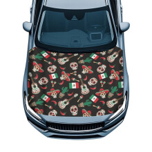 Polyester Car Hood Cover Stretchable Waterproof Sugar Skull