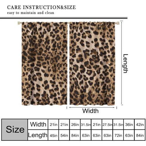 Leopard Print Curtains Brown Animal Texture 52x63 Inch 2 2