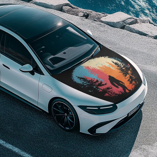Forest Gorilla Car Hood Cover Polyester Stretch Fit for 2