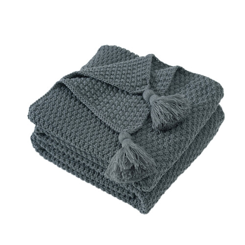 Knitted Sofa Blanket with Fringe 50x60in