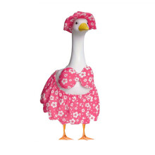 Porch Goose Statue Outfit Floral Hawaiian Swimming Costume