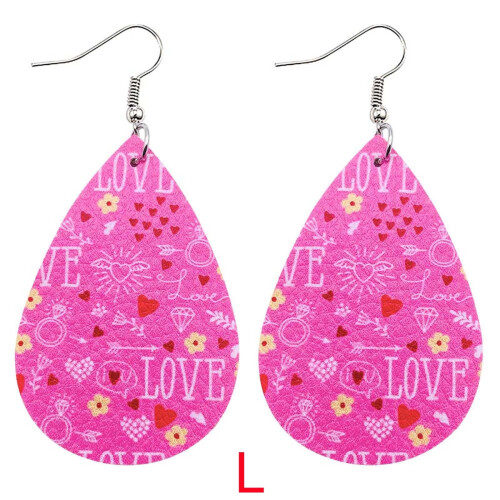 Valentine's Day Earrings Heart Red Lips Leather 1 Pair