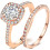 Silver Rose Gold Bridal Ring Set 1.5 Carat 1