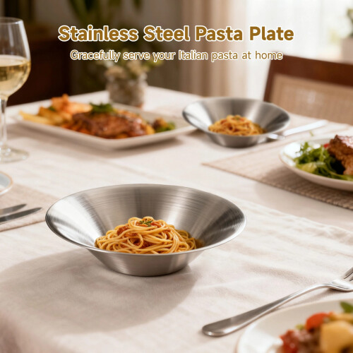 Stainless Steel Dinner Plates 8.3 inch 4 Pack 2