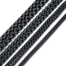 Rolo Link Chain Necklace 316L Stainless Steel Black 3mm 96cm