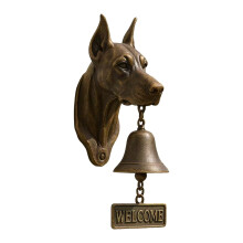 Retro Dog Doorbell Clock Wall-Mounted Decorative Bell for