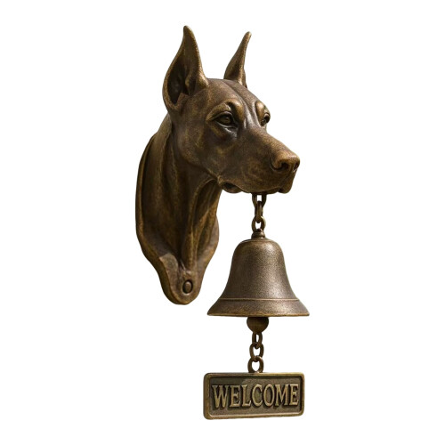 Retro Dog Doorbell Clock Wall-Mounted Decorative Bell for