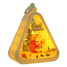Christmas Triangle Lantern with LED Lights White Santa