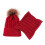 Baby Beanie Hat and Scarf Set Solid Color Twist Pattern Red 2
